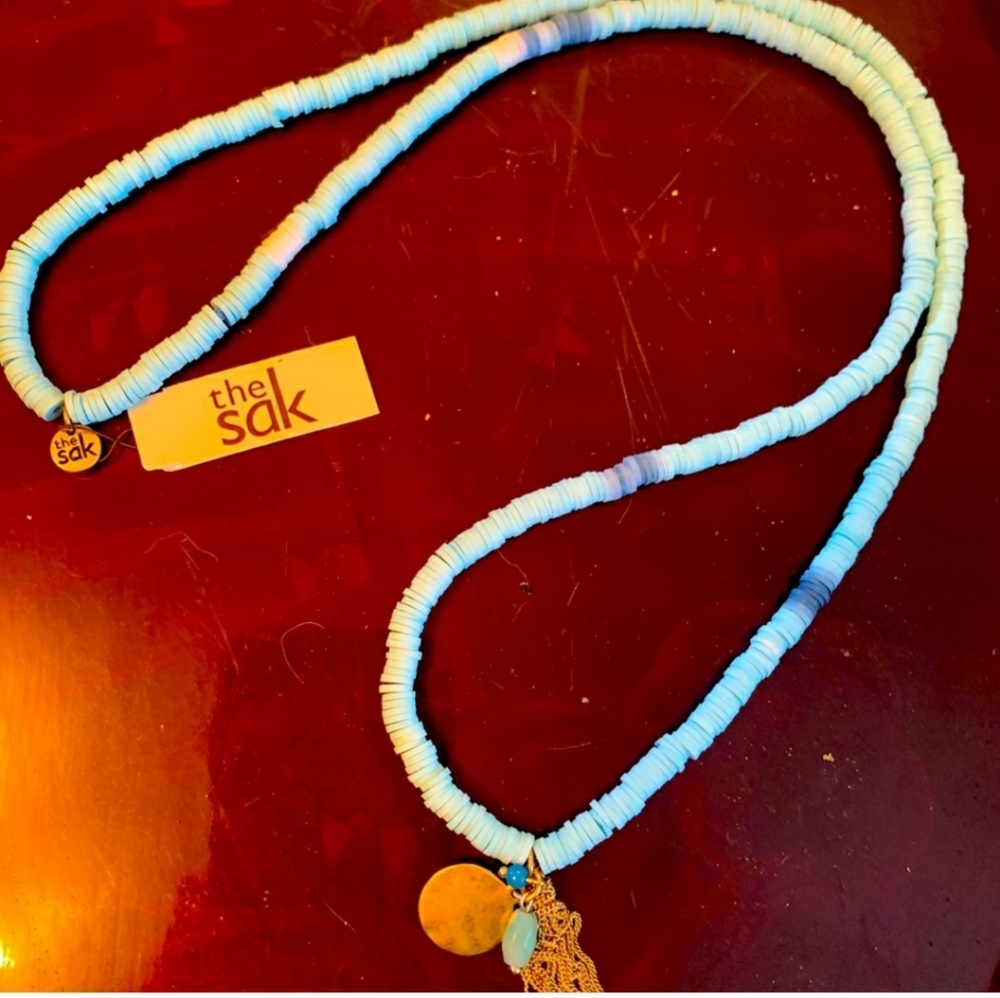 The SAK Blue Beaded Charm Necklace